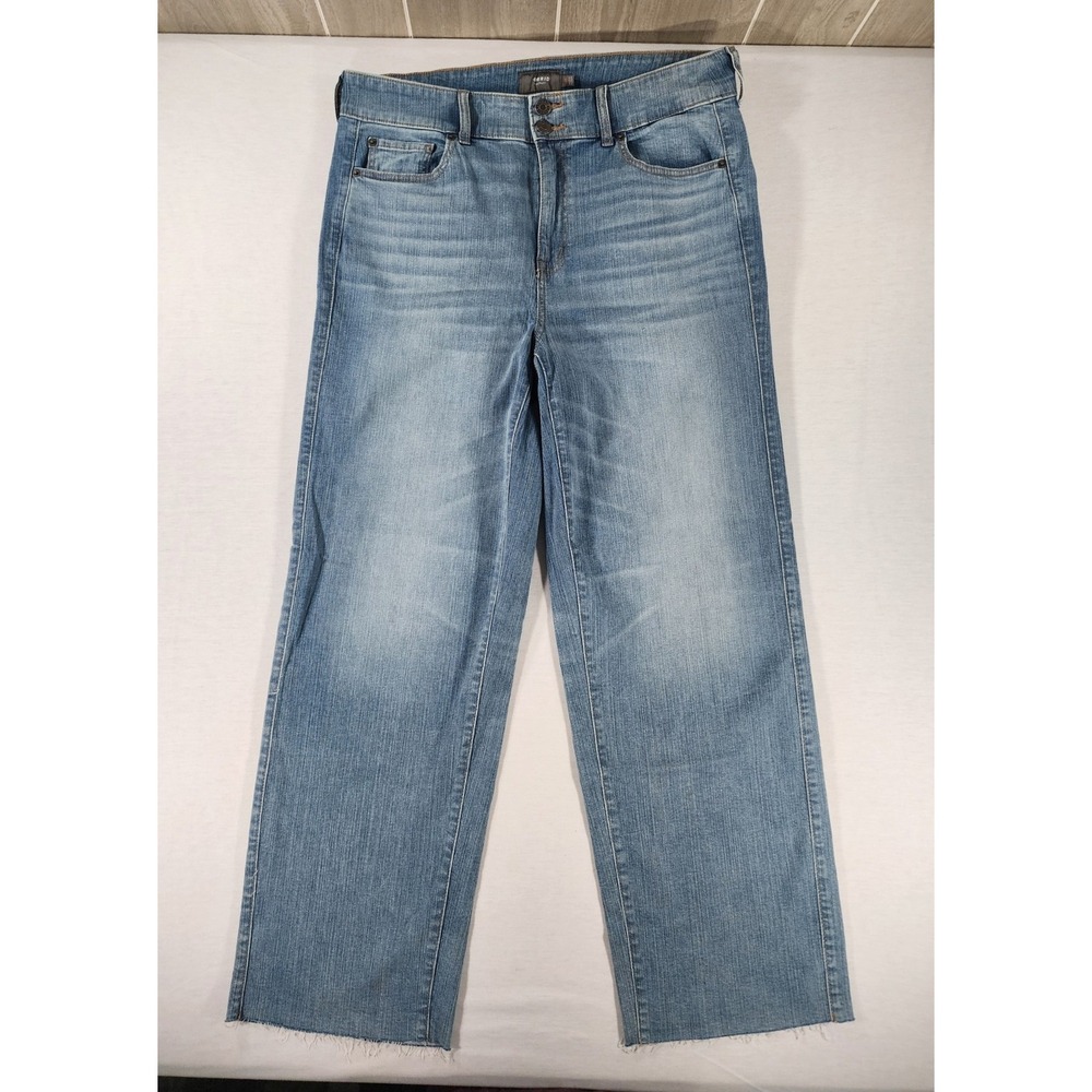 Torrid High Rise Wide Leg Womens 16R Jeans Blue Denim Raw Hem Stretch Casual